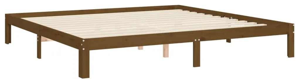 Estrutura cama c/ cabeceira 200x200cm maciço castanho-mel