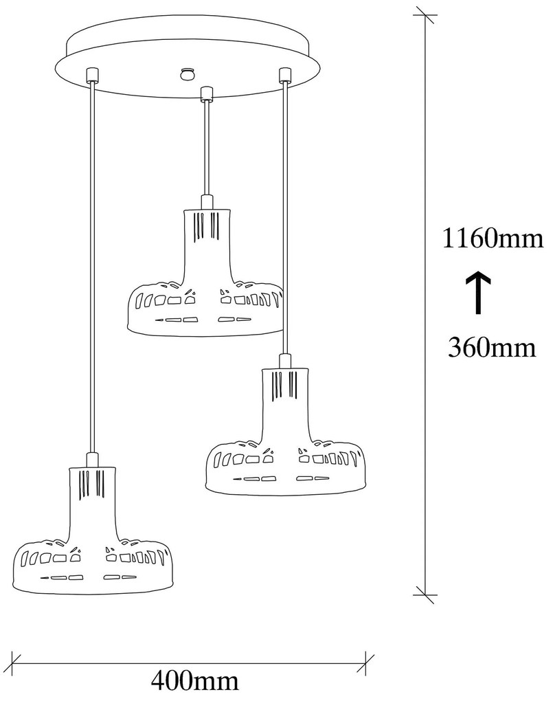 Chandelier Fellini – Preto/Cobre – Diâmetro 40 cm