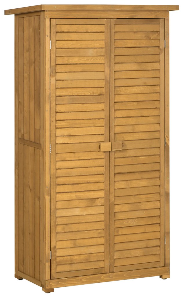Outsunny Armário de Madeira 0,31 m² 87x46,5x160 cm Armário Exterior de Madeira com 2 Portas e 2 Prateleiras Interior Madeira | Aosom Portugal