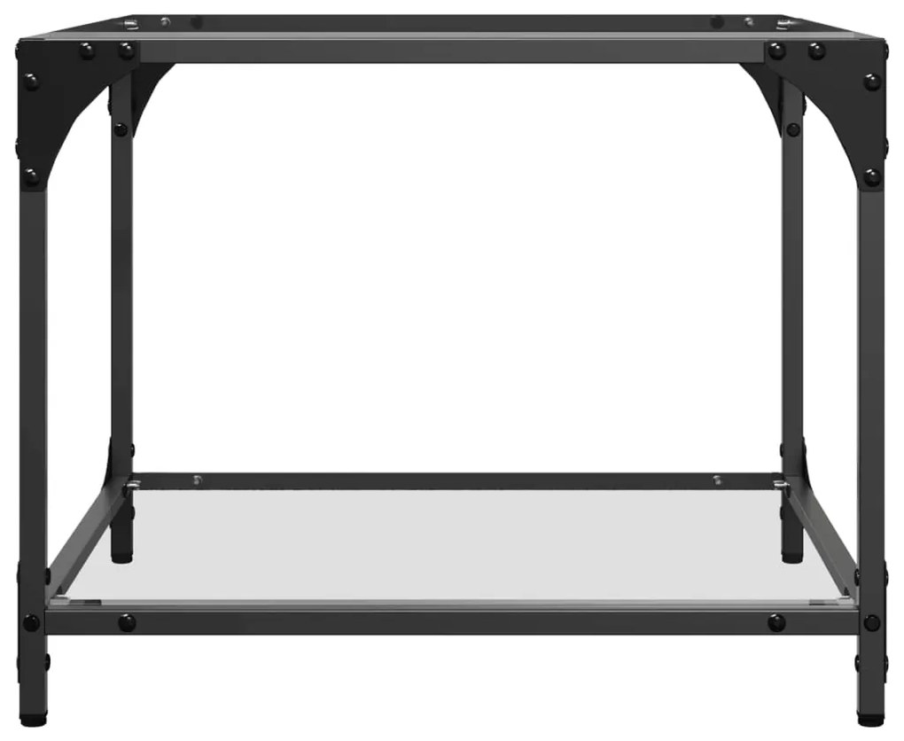 Mesa de centro c/ topo em vidro transparente 50x50x40 cm aço