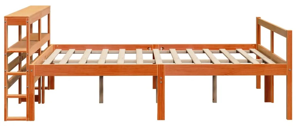 Estrutura cama c/ cabeceira 160x200cm pinho maciço castanho-mel