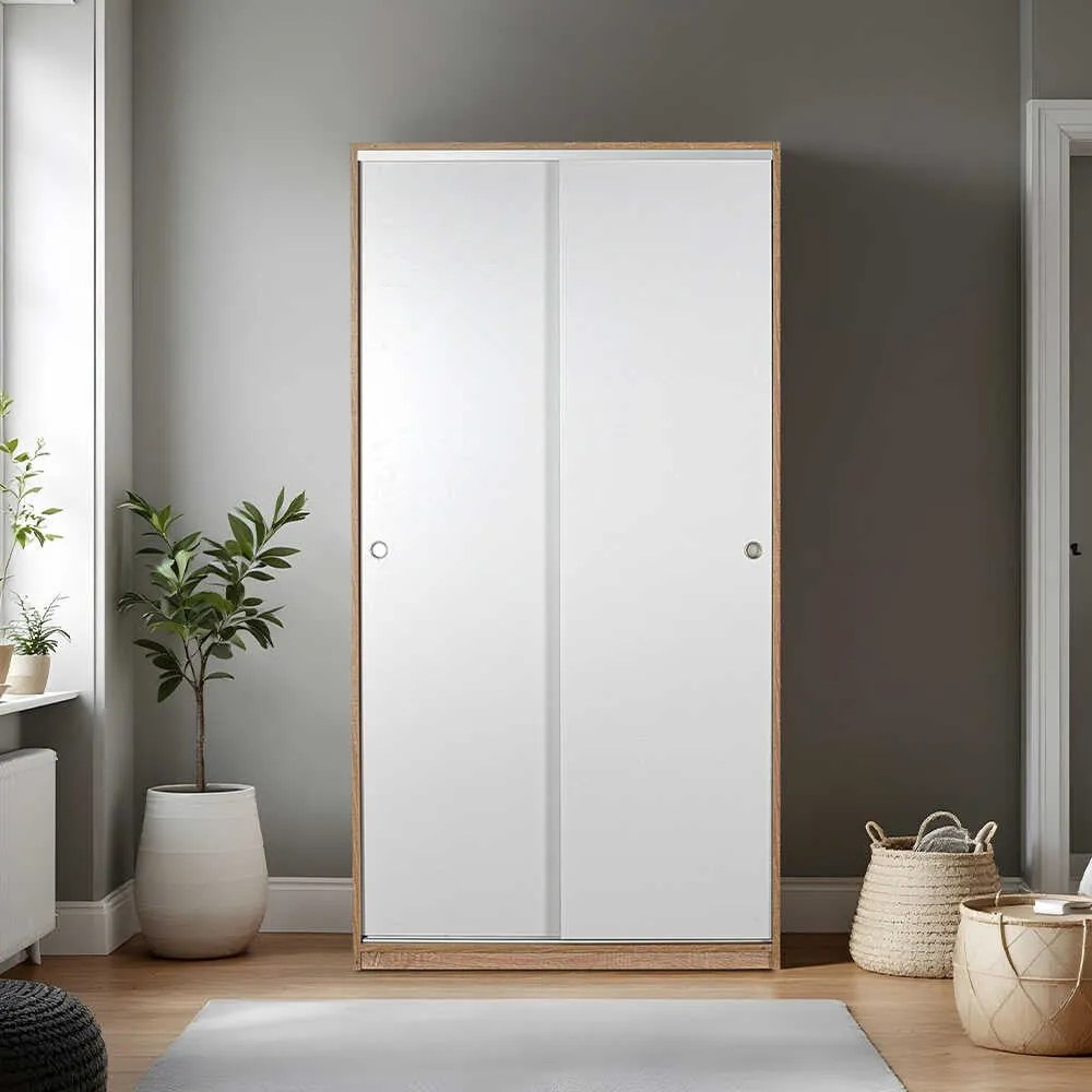 Roupeiro "Coral" – Salmão &amp; Branco – 94 x 182 x 52 cm – Design Moderno