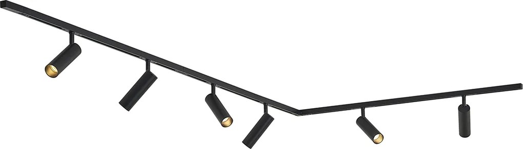 Sistema de iluminação de trilho moderno com 6 focos preto 1-fase - Slimline Uzzy