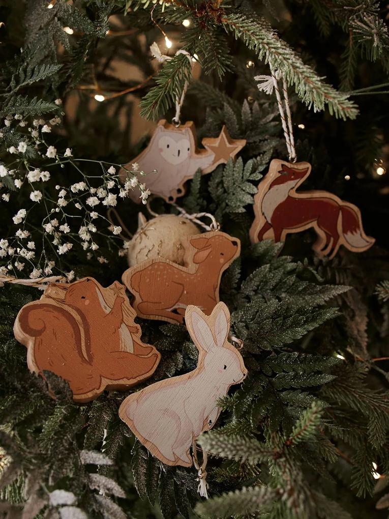Lote de 6 decorações planas de Natal, em madeira, Broceliande caramelo