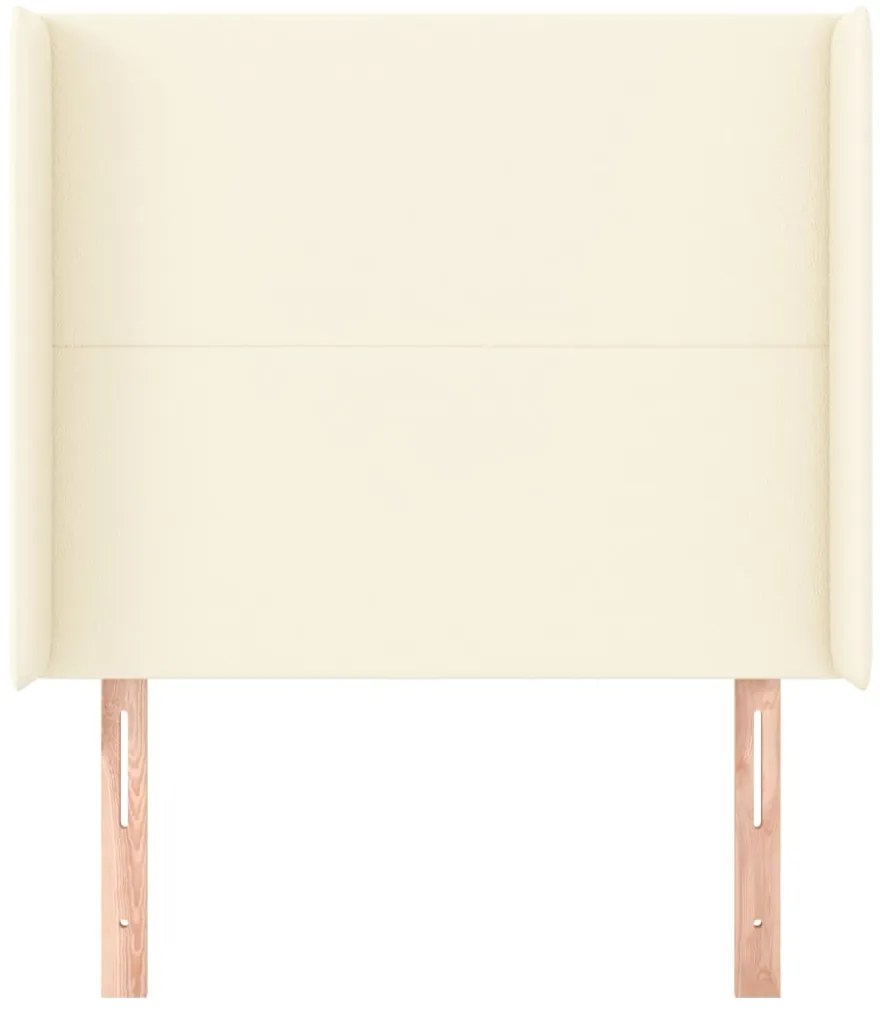 Cabeceira cama c/ abas couro artificial 93x16x118/12 cm creme