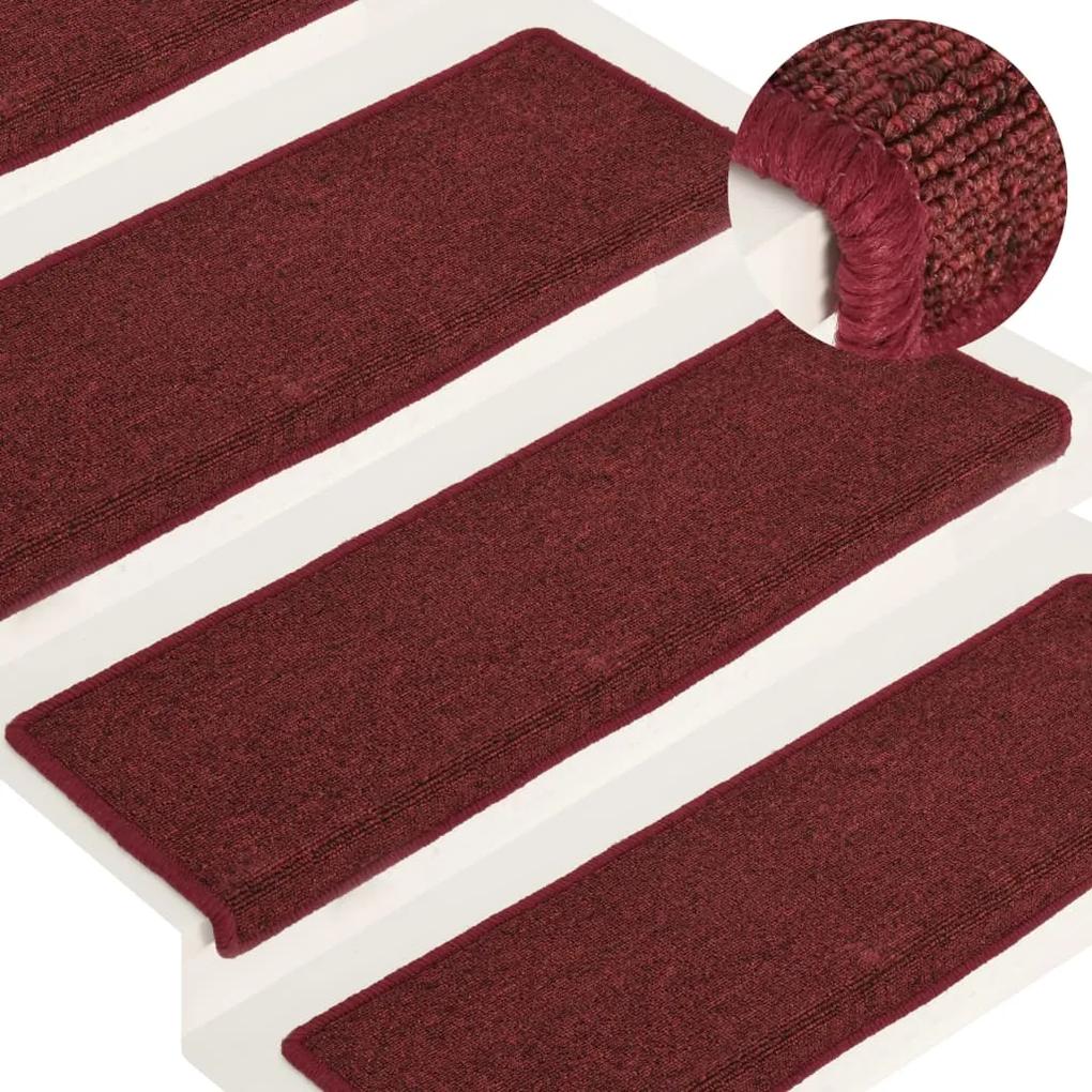 326199 vidaXL Tapete/carpete para degraus 15 pcs 65x21x4 cm vermelho fosco