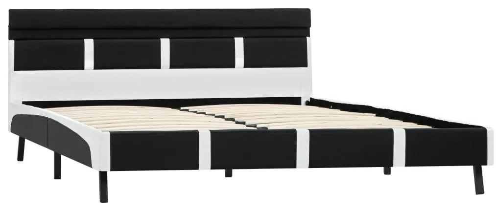Estrutura de cama com LED 160x200 cm couro artificial preto