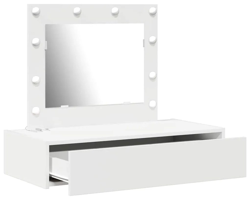 Mesa de Maquiagem Suspensa com Luzes LED - Branca