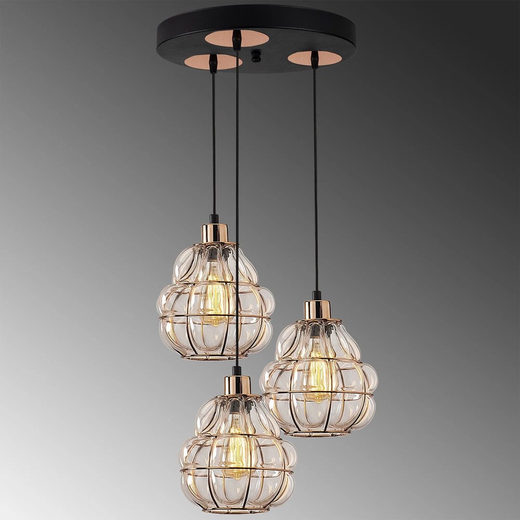Candeeiro Suspenso Safderun – Cobre – Diâmetro 44 cm, Altura 112 cm