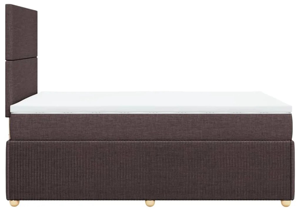 Cama boxspring com colchão 120x190 cm tecido castanho-escuro