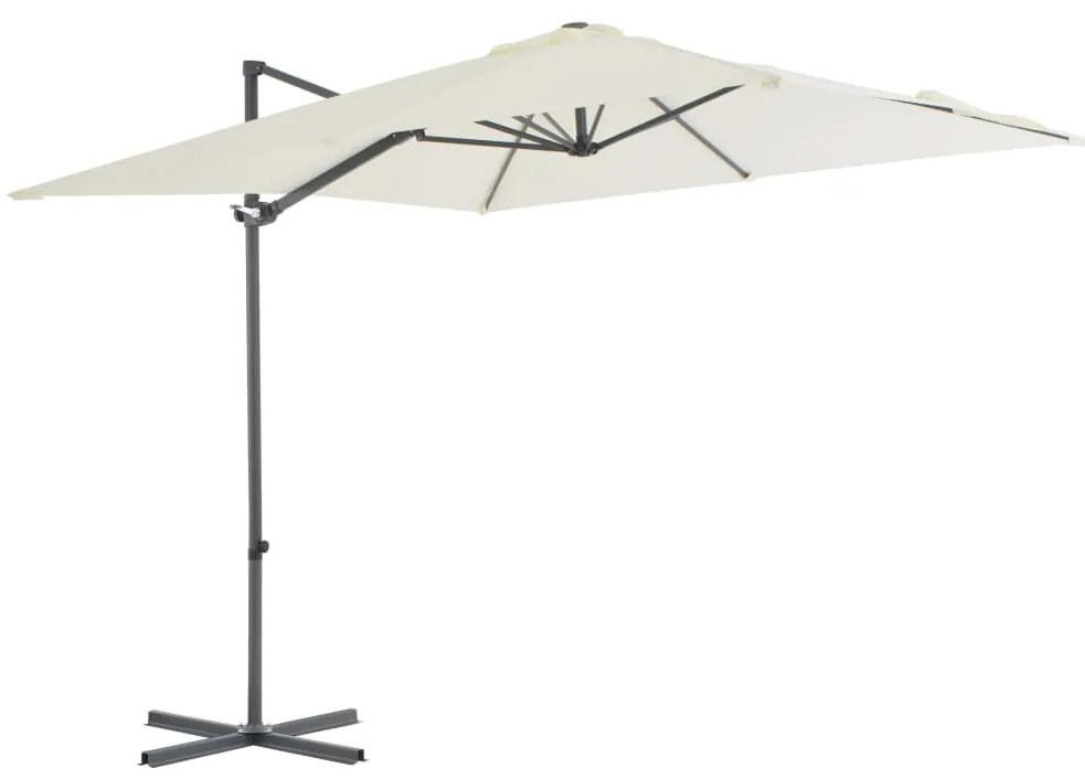 vidaXL Guarda-sol cantilever com poste de aço 250x250 cm cor areia