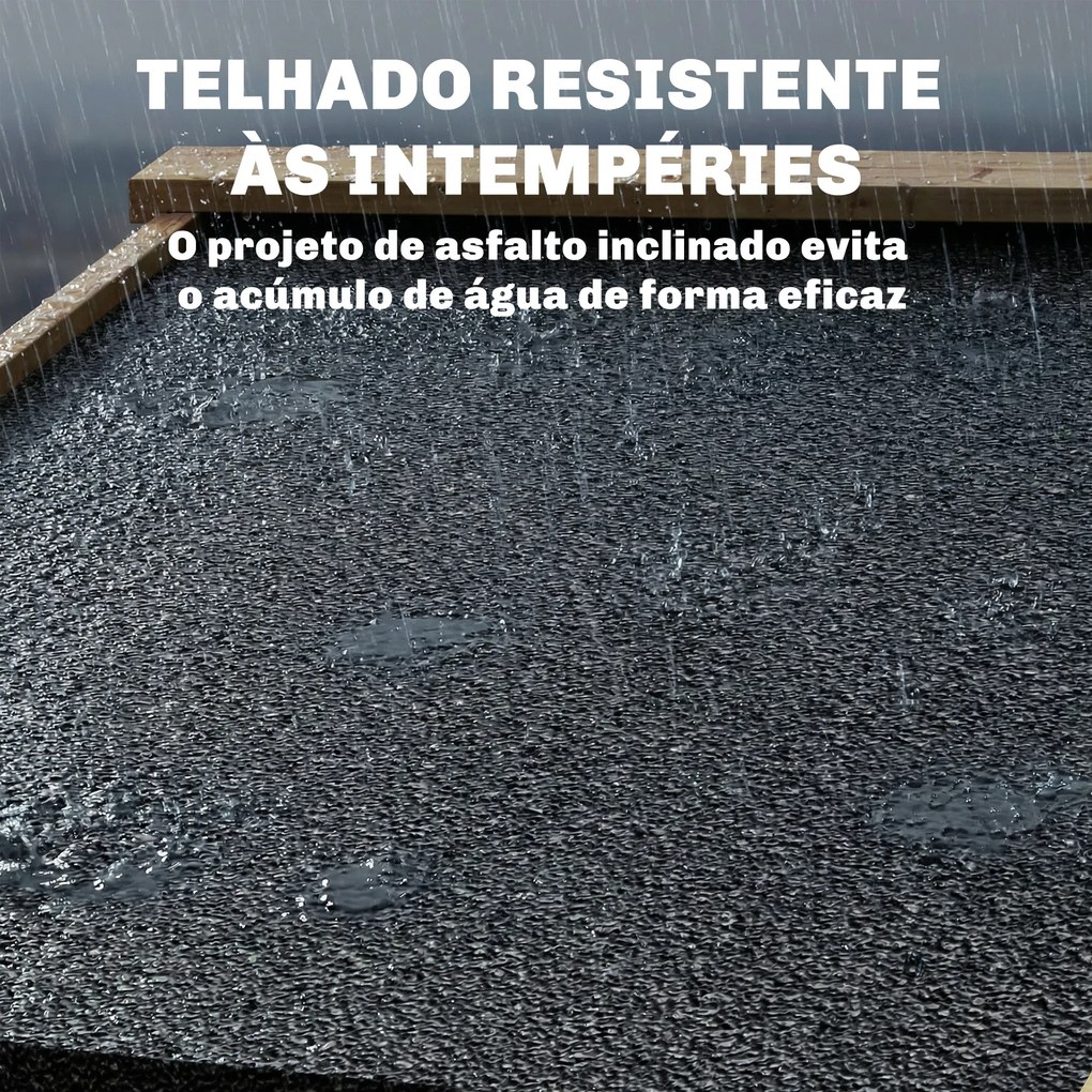 Armário Exterior de Madeira com Telhado Inclinado em Asfalto 2 Portas com Fecho e 2 Prateleiras 101,5x49x176 cm Madeira