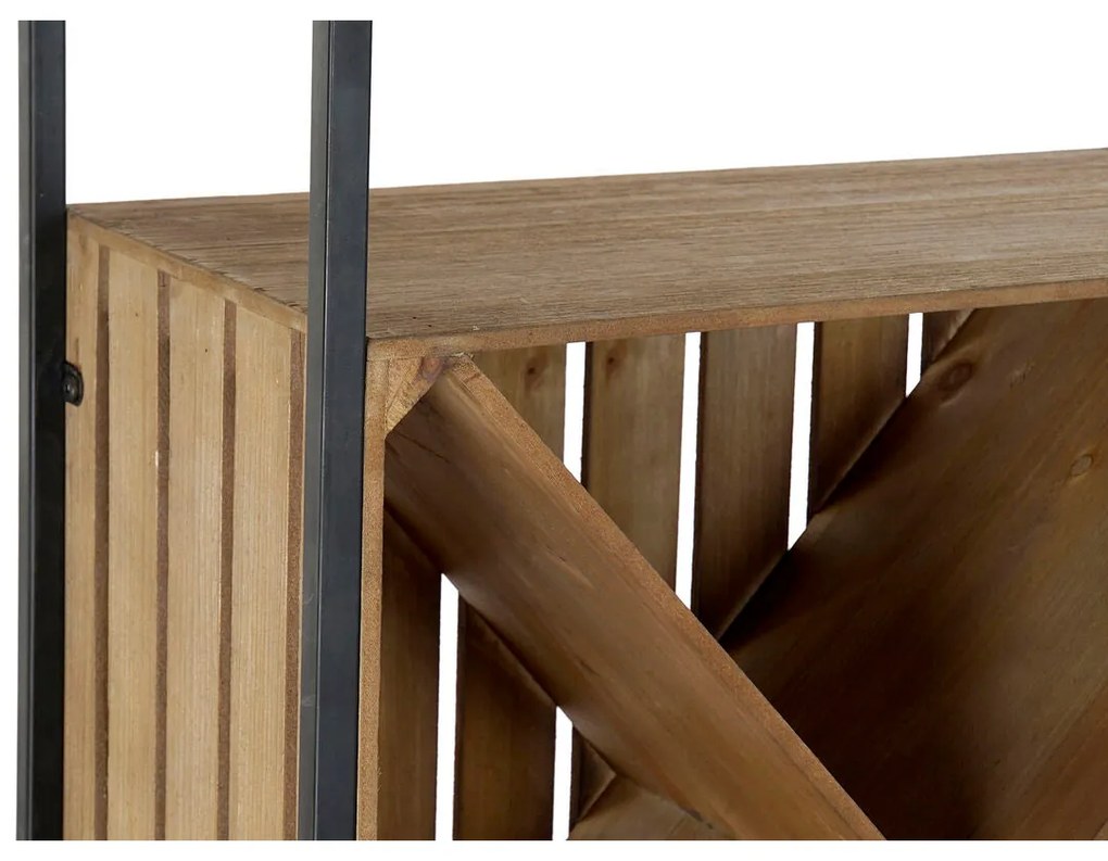 Suporte para garrafas DKD Home Decor Preto Natural Metal Abeto 60 x 30 x 160 cm