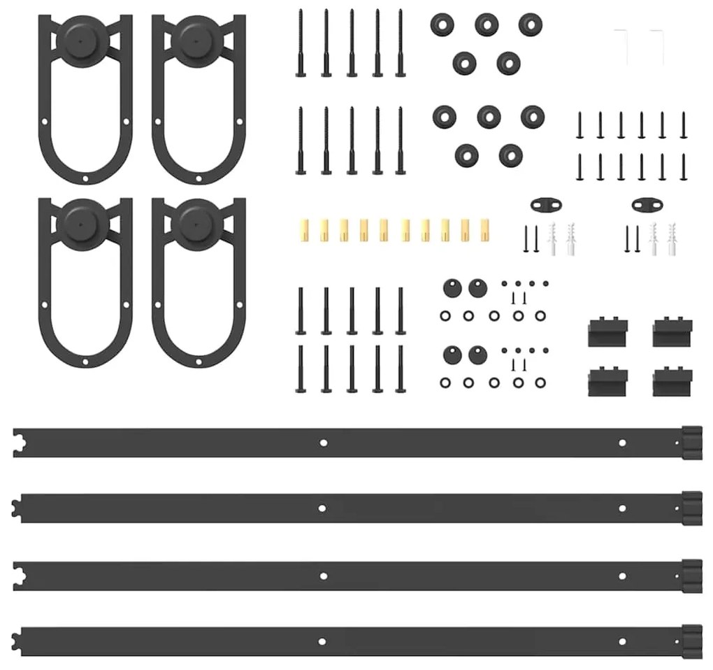 Kit de ferragens para porta deslizante 200 cm aço preto