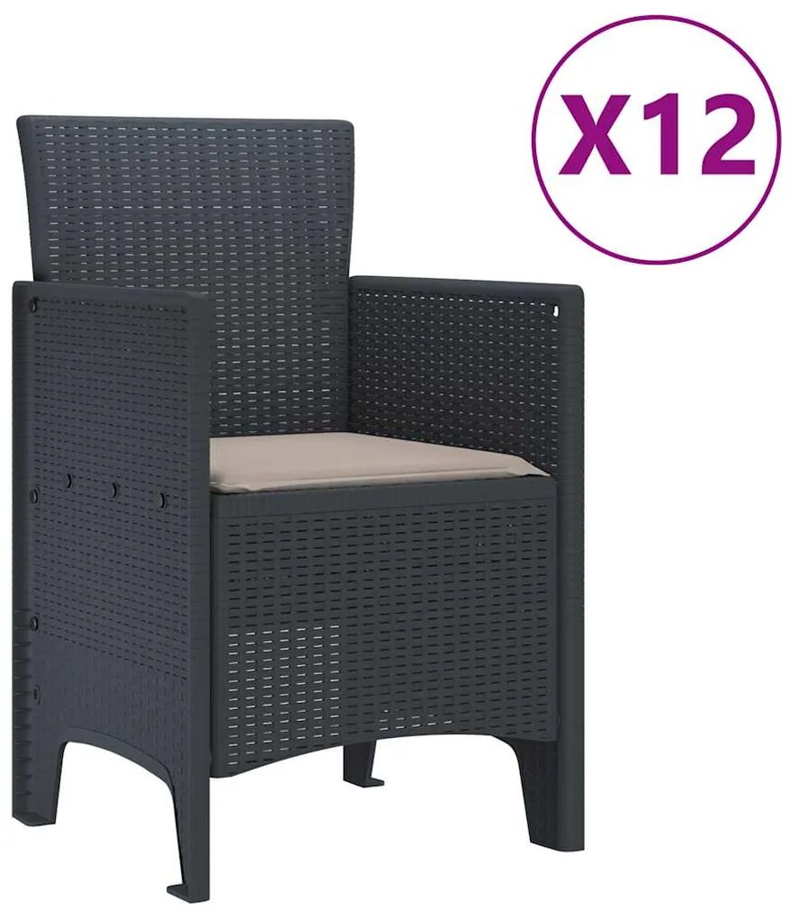 Conjunto de Jantar para Jardim com Almofadas 13 pcs Antracite