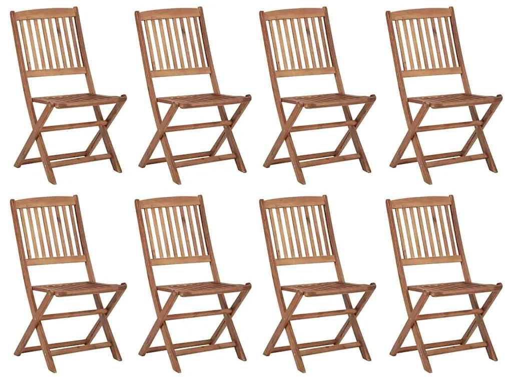 Cadeiras de exterior dobráveis c/ almofadões 8pcs acácia maciça