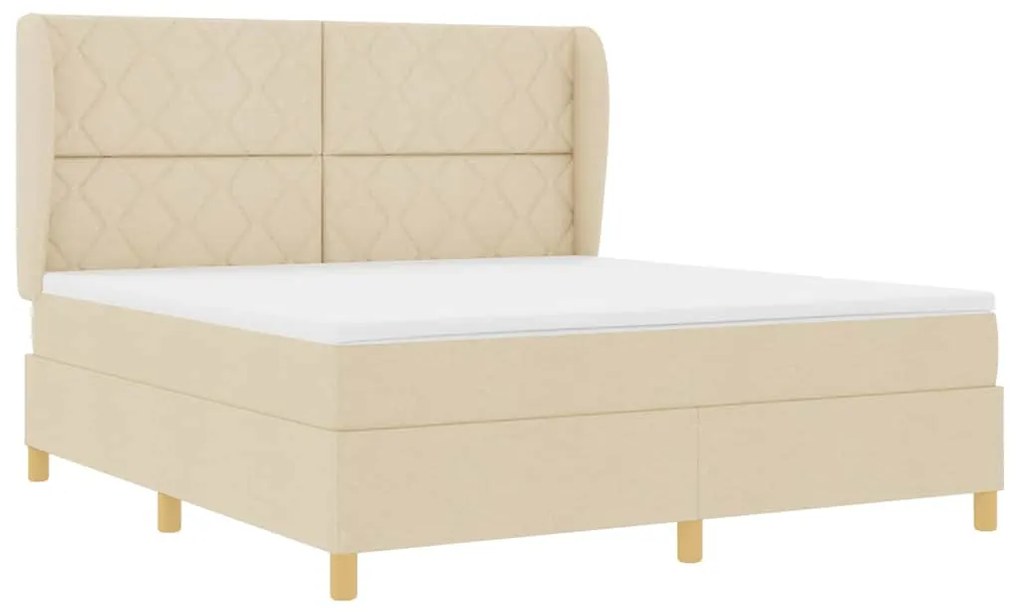 Cama Box Spring com Colchão VidaXL Creme 180x200 cm Tecido