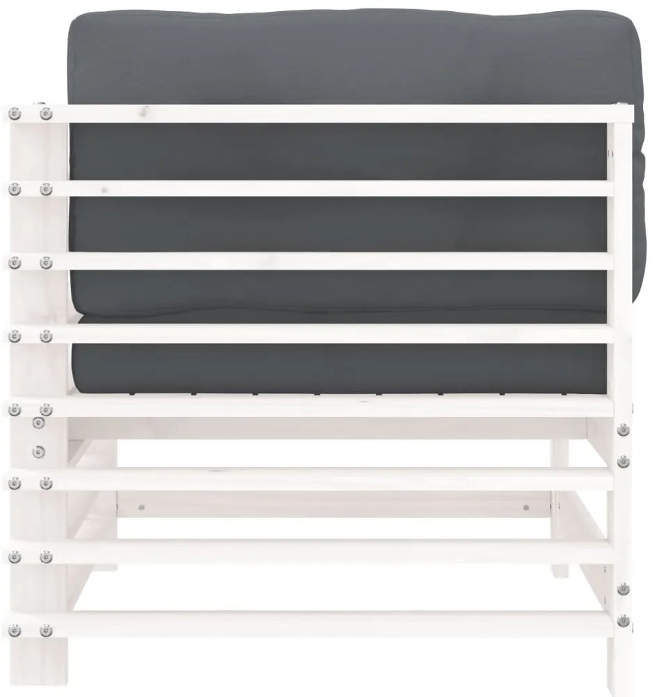 Sofás de canto com almofadões 2 pcs pinho maciço branco