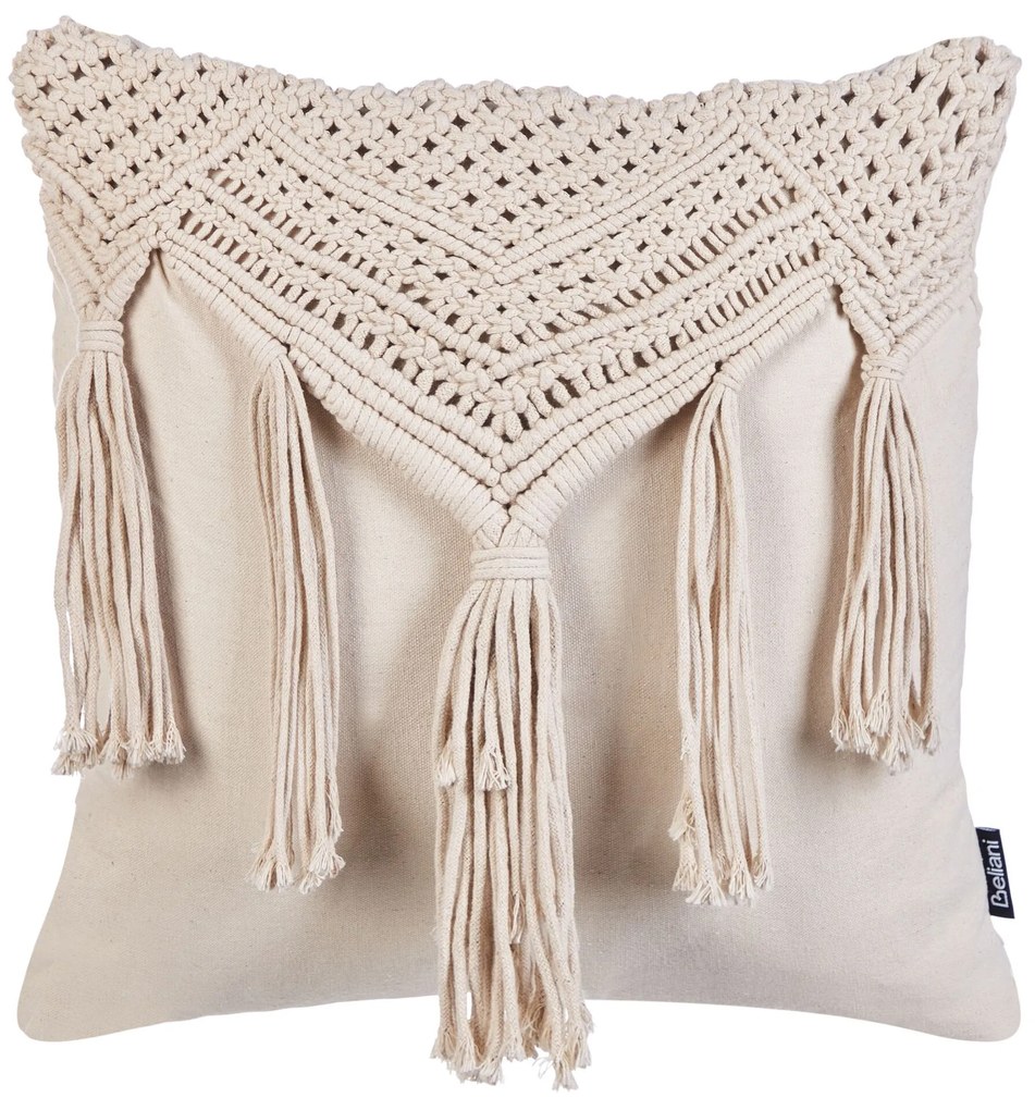 Conjunto de 2 almofadas em macramé de algodão creme 45 x 45 cm BEDADI Beliani