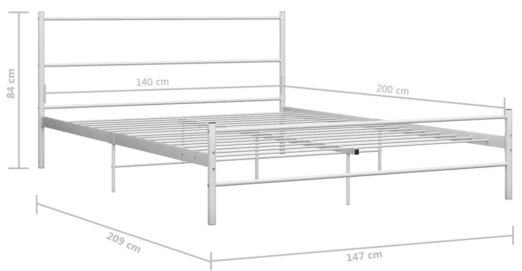 Estrutura de cama em metal branco 140x200 cm