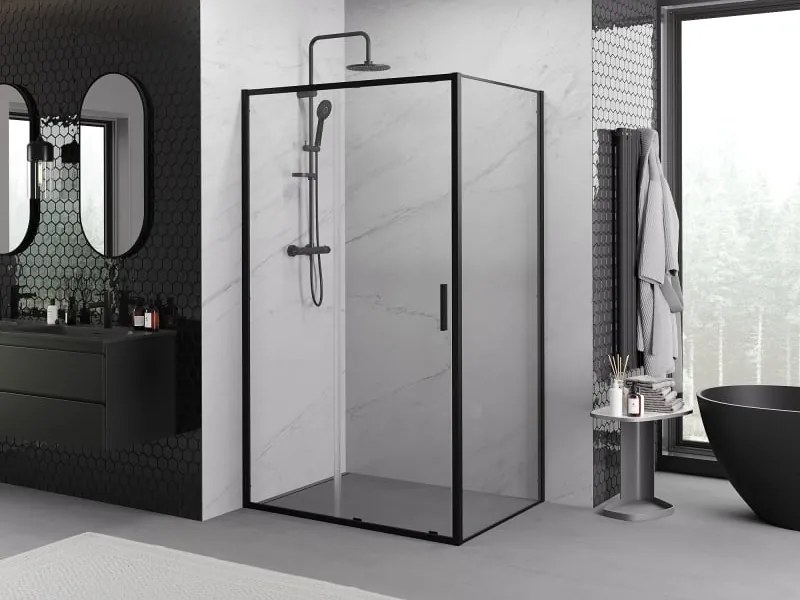 Mexen Exo-S cabine de duche deslizante 100 x 80 cm, transparente, preta - 8151-100-080-70-00