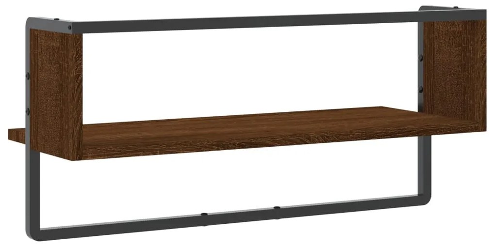Prateleira de parede com barra 65x25x30 cm carvalho castanho