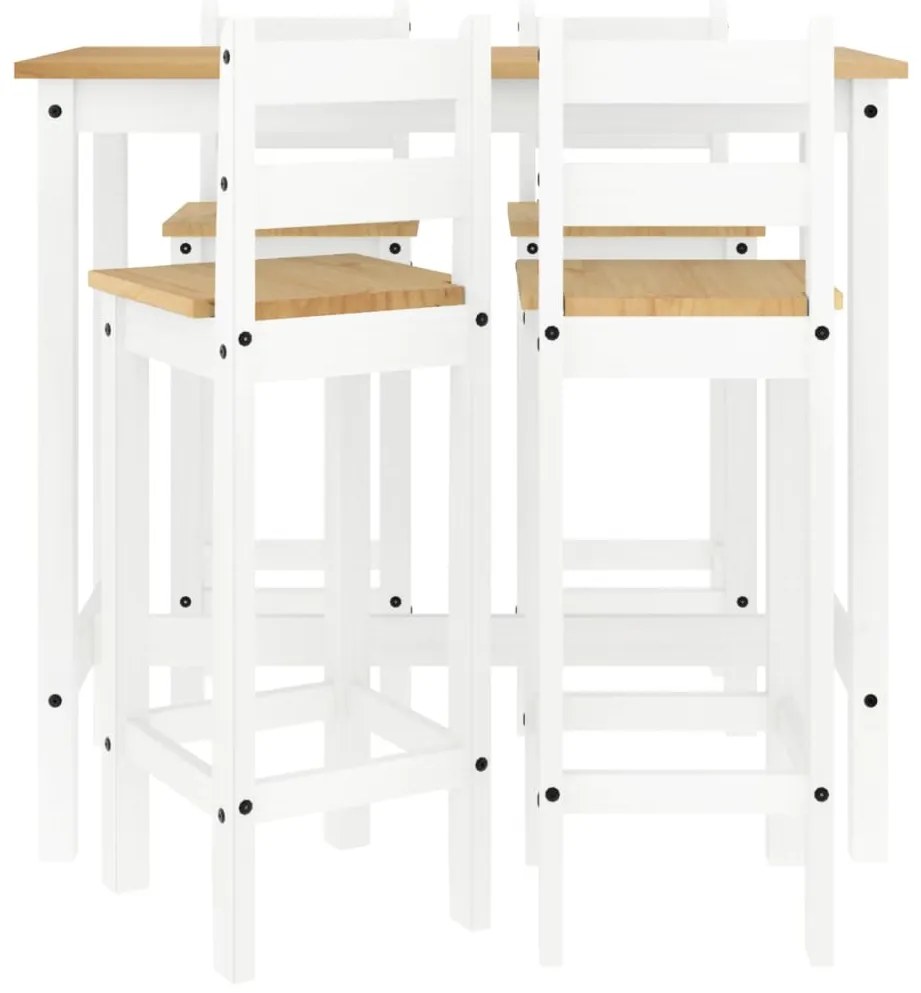 5 pcs conjunto de bar pinho maciço branco