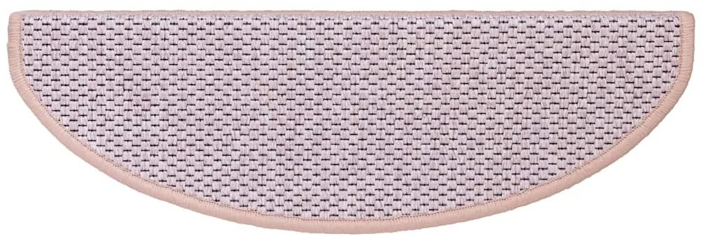 Tapetes escada adesivos aspeto sisal 15 pcs 65x21x4 cm rosa