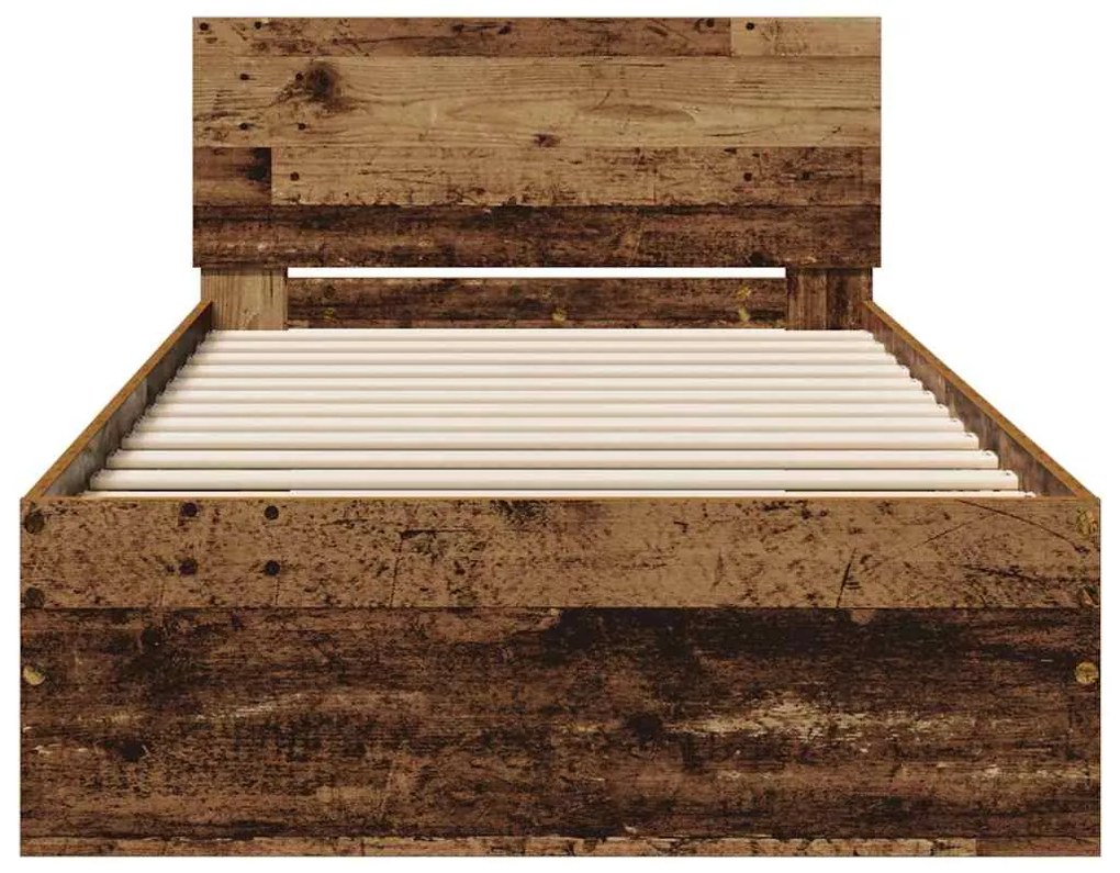 Estrutura de Cama Sem Colchão com Cabeceira Madeira Velha 90x190 cm
