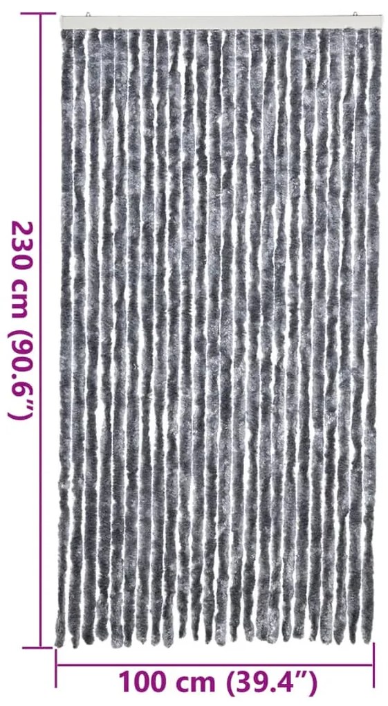 Cortina anti-insetos 100x230 cm chenille prateado