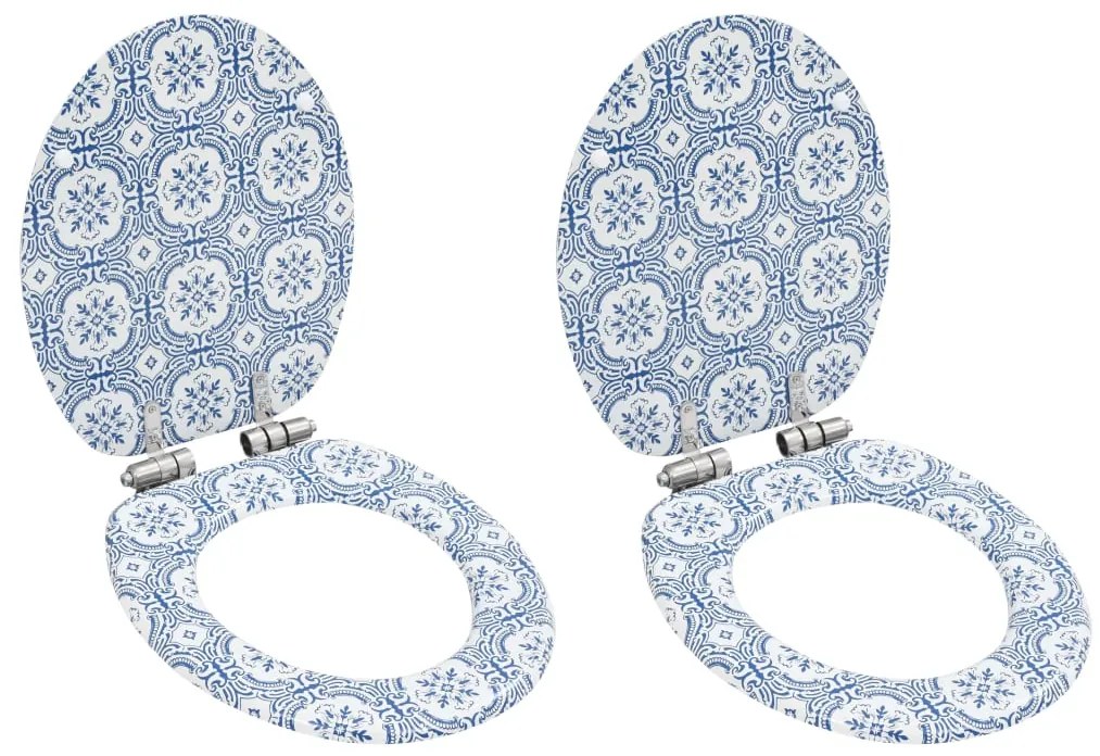 Assentos sanita 2 pcs tampas fecho suave MDF design porcelana