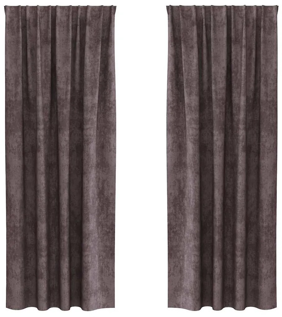 Cortinas de Veludo 2 pcs com Ilhós Castanho 225x140 cm