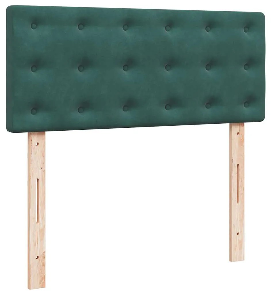 Cama boxspring com colchão 120x200 cm veludo verde-escuro