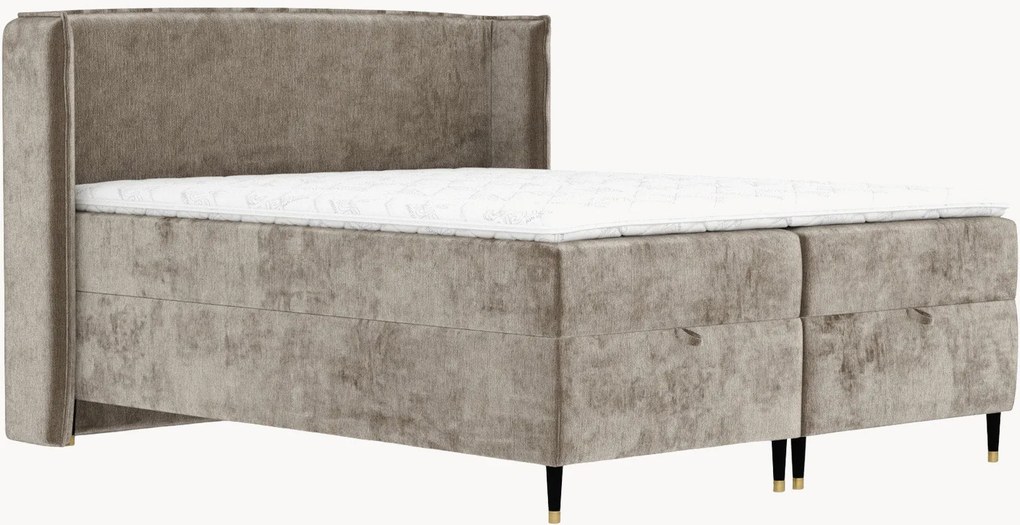 Cama divã em chenille artesanal com arrumação Monpelli, H4