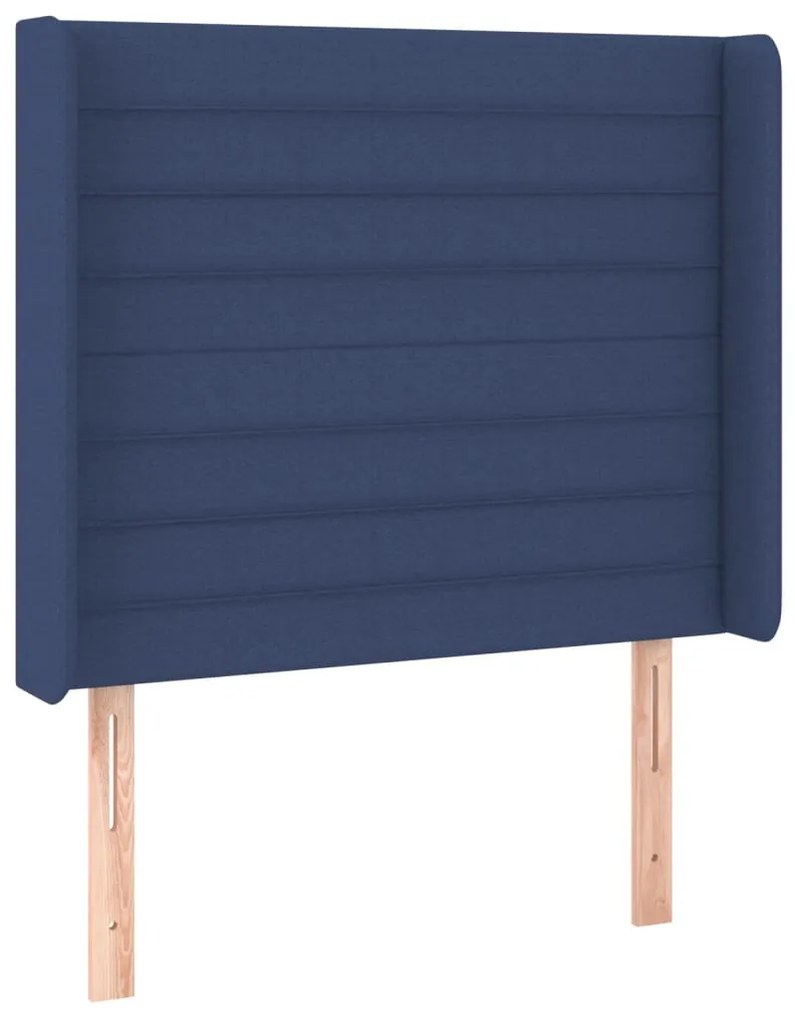 Cama box spring c/ colchão e LED 90x190 cm tecido azul