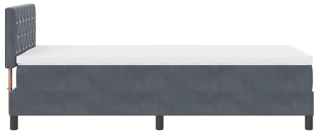 Cama Box Spring com Colchão Cinza Escuro 90x200 cm Veludo
