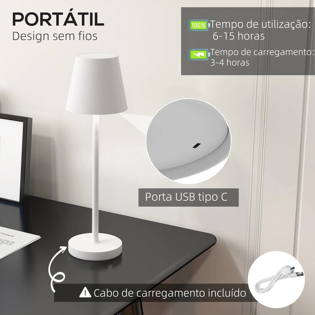 Candeeiro de Mesa com Luzes LED Candeeiro de Mesa Sem Fios Recarregáve