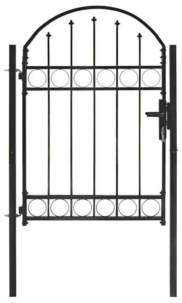 vidaXL Portão para cerca com topo arqueado 100x125 cm aço preto