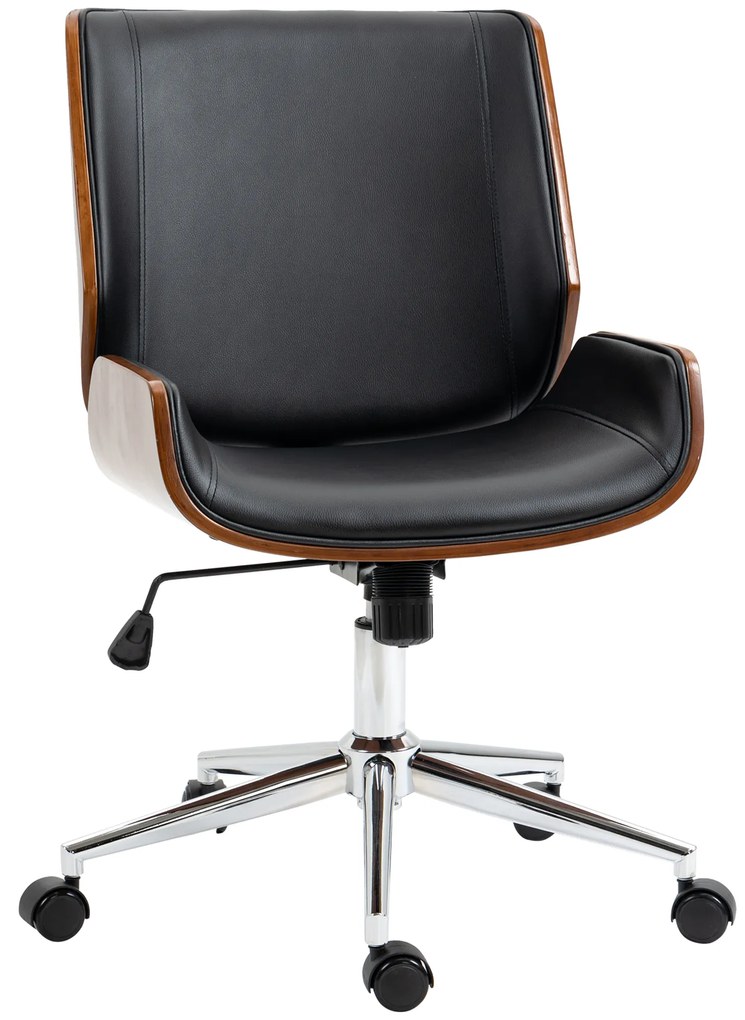 Vinsetto Cadeira de Escritório Operativa Giratória em PU com Altura Ajustável Função Inclinação 51x65,5x82-92cm Preto