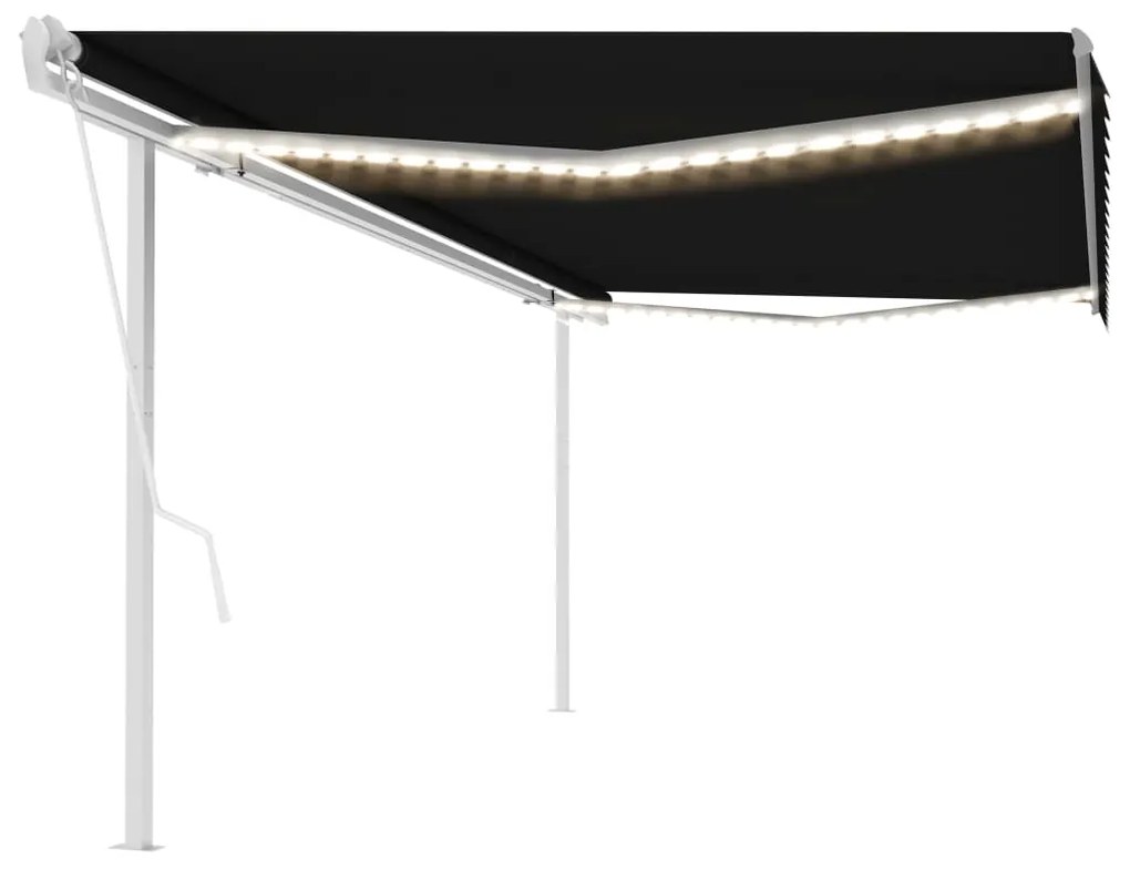 vidaXL Toldo automático com LED e sensor de vento 5x3 m antracite