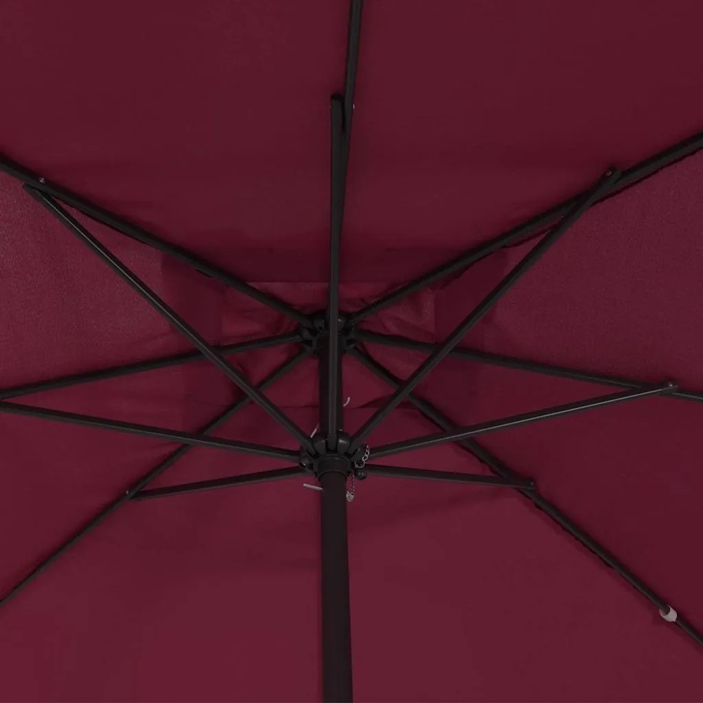 Guarda-sol Quadrado 295x245 cm Vermelho Bordeaux