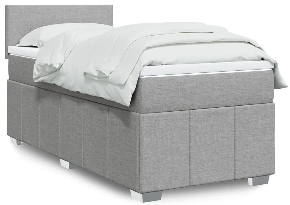 Cama com molas/colchão 90x190 cm tecido cinzento-claro