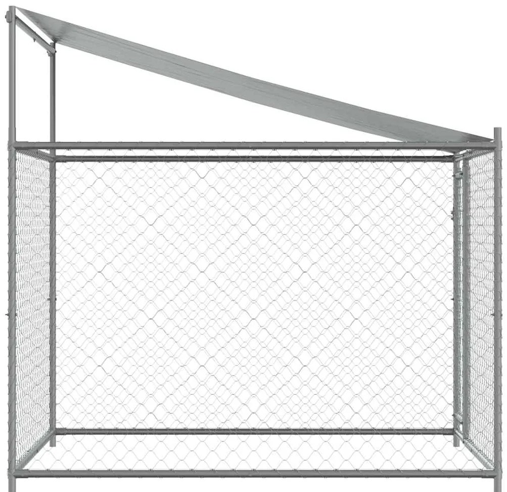 Jaula para cão com telhado/porta 2x2x2 m aço galvanizado cinza