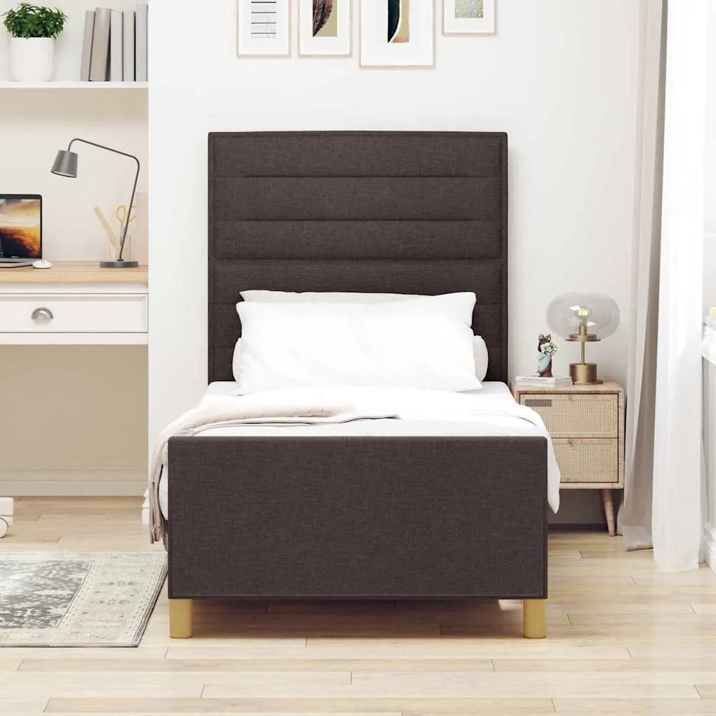 Cama vidaXL Marron Escuro 100x200 cm em Tecido