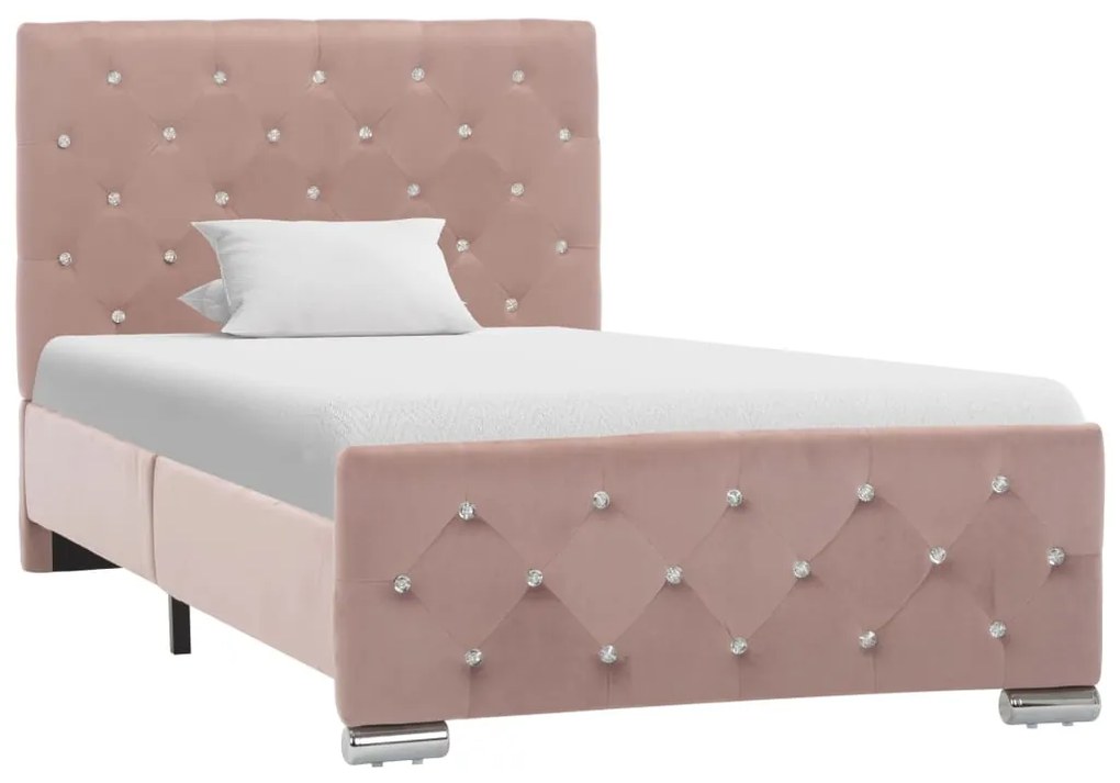 286823 vidaXL Estrutura de cama 90x200 cm veludo rosa