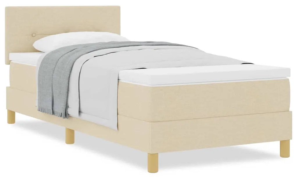 Cama Box Spring com Colchão Creme 80x200 cm Tecido