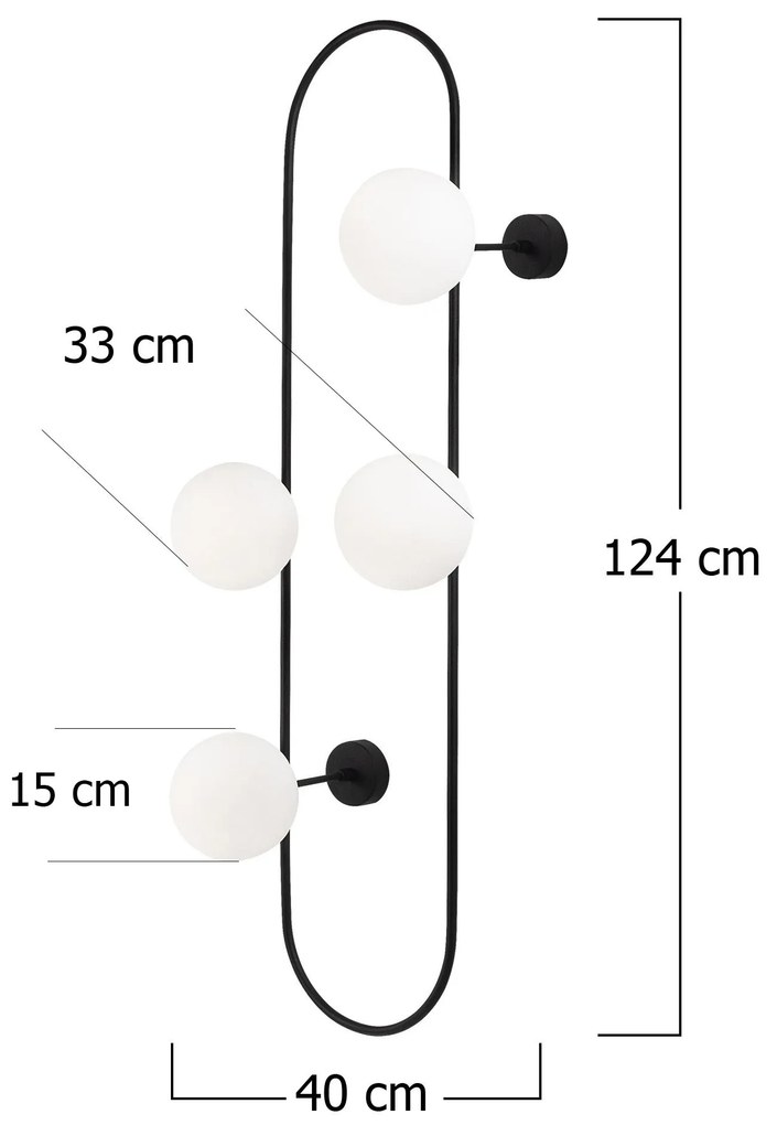 Candeeiro de Parede Abakus – Preto e Branco – 40 x 33 cm