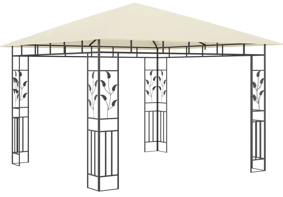 Gazebo c/ mosquiteiro e cordões luzes LED 3x3x2,73m creme