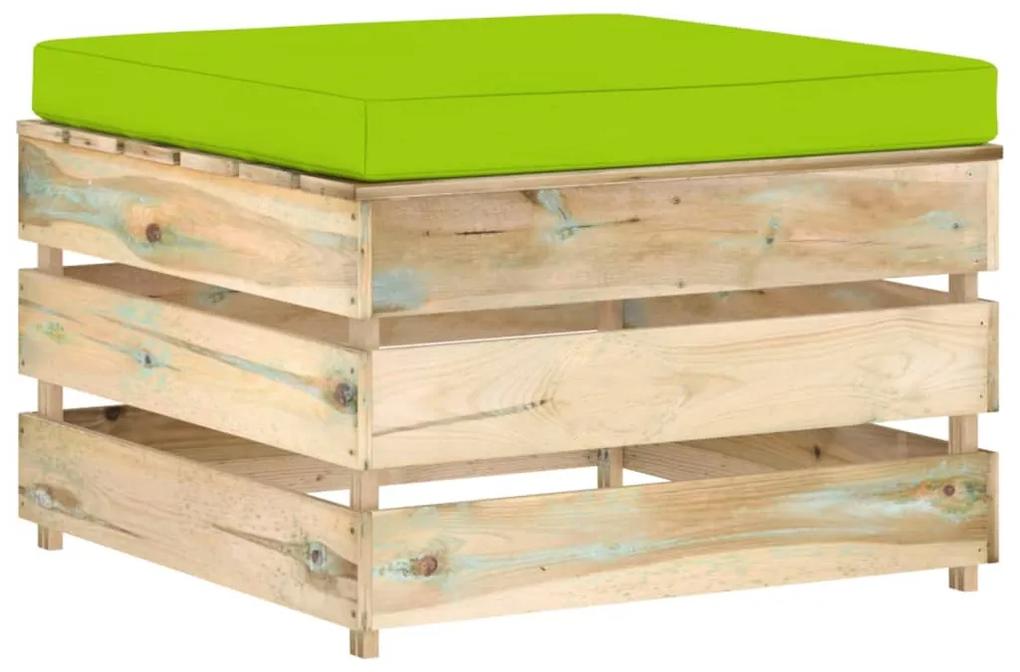 3074530 vidaXL Otomano seccional com almofadão madeira impregnada verde