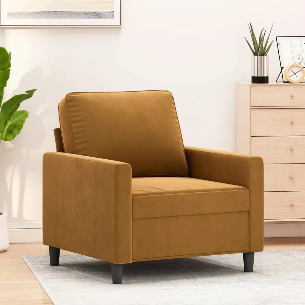 348732 vidaXL Poltrona 60 cm veludo castanho